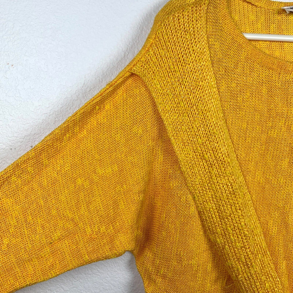 Andriano by I. Fatigati Yellow Marigold Rayon Blend Faux Wrap Sweater Medium - Picture 2 of 4